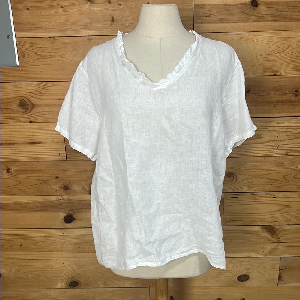 EUC made in Italy brand White linen Relaxed Short Sleeve Tee XL